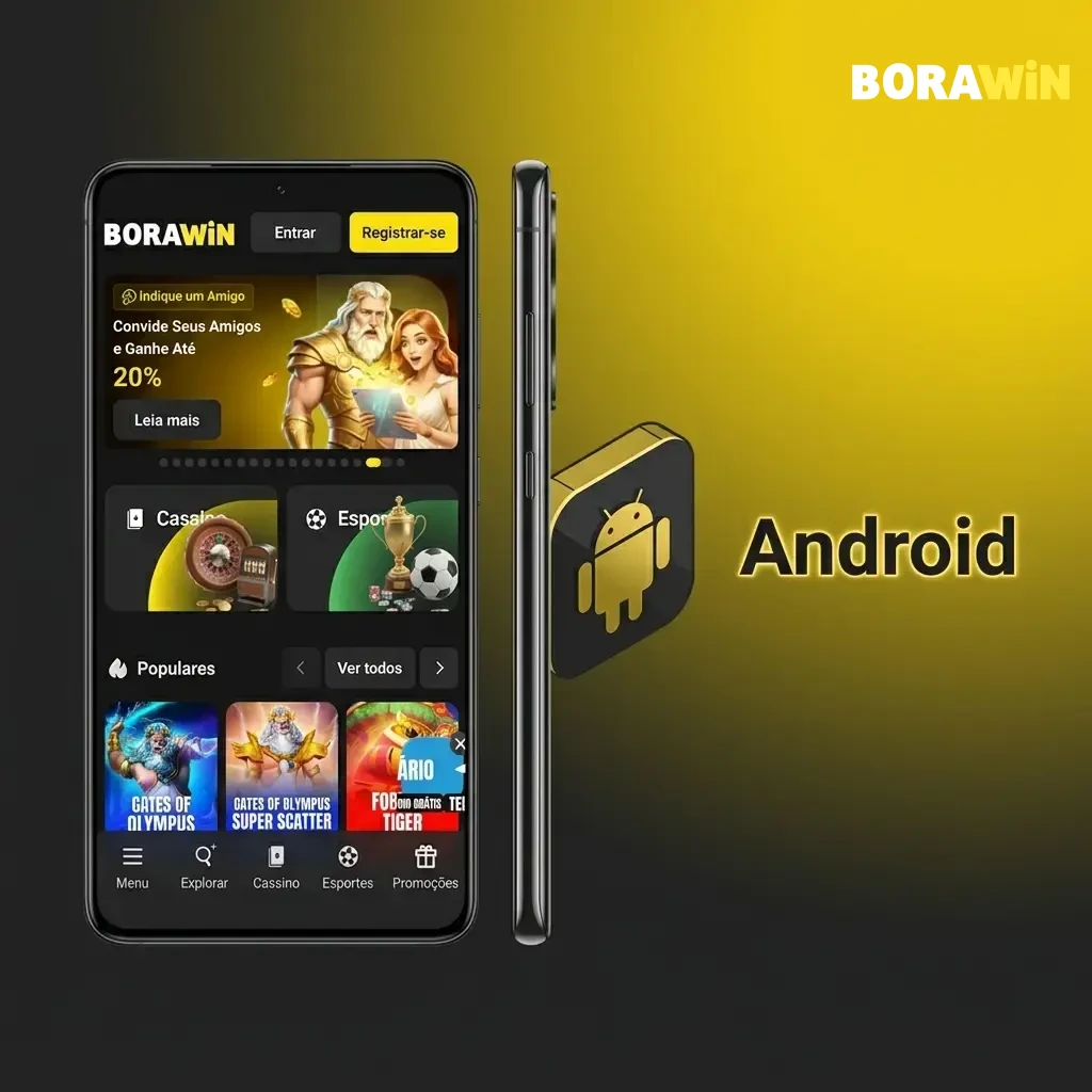 Guia de instalação do app BoraWin APK no Android 5.0 ou superior com passos detalhados.