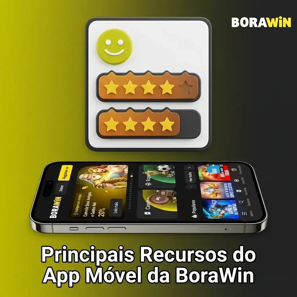 App móvel BoraWin: Pix, promoções, cassino, apostas ao vivo e suporte 24/7 em interface otimizada para celular.