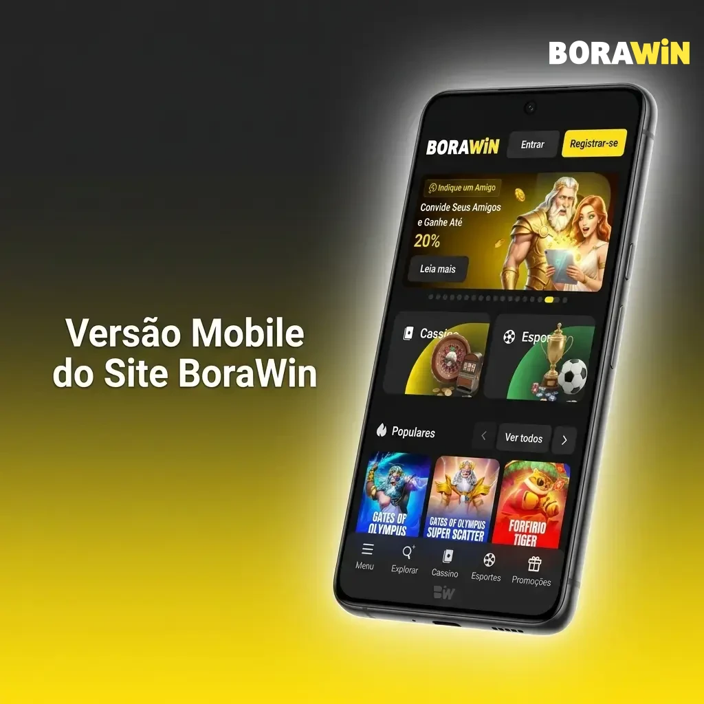 Site mobile BoraWin acessado pelo navegador com layout responsivo para smartphones Android e iOS.