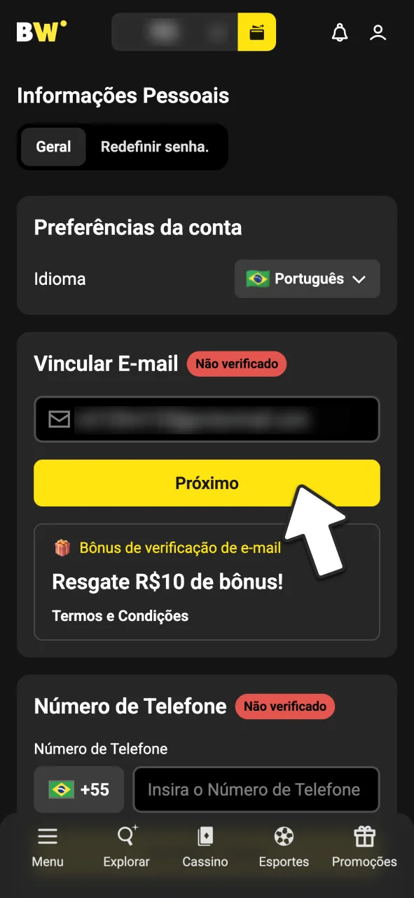 Confirme seu e-mail para ativar a conta no BoraWin.