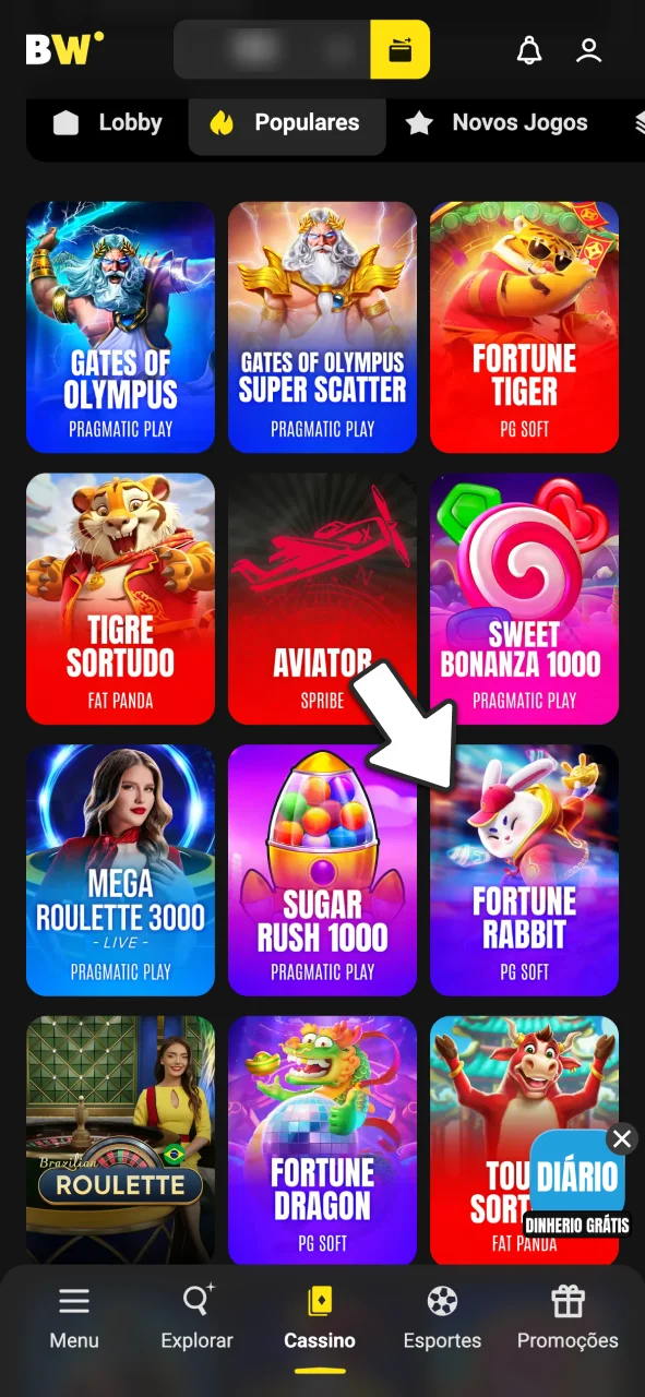 Escolha seu jogo favorito no catálogo do BoraWin.