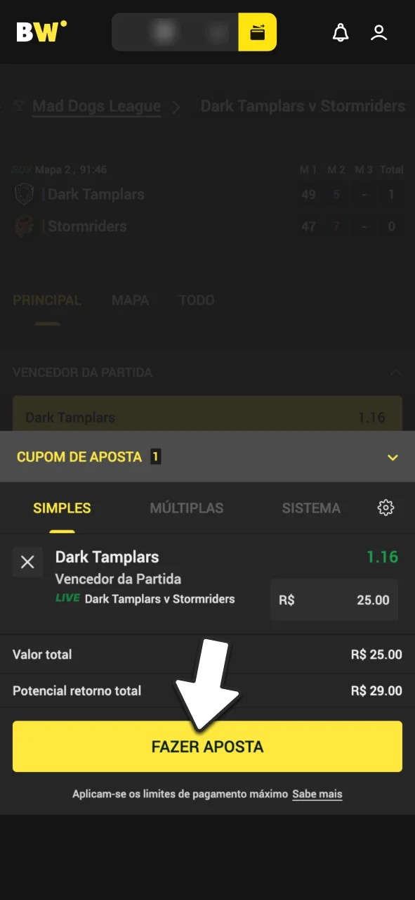 Defina seu palpite e finalize sua aposta no site BoraWin.