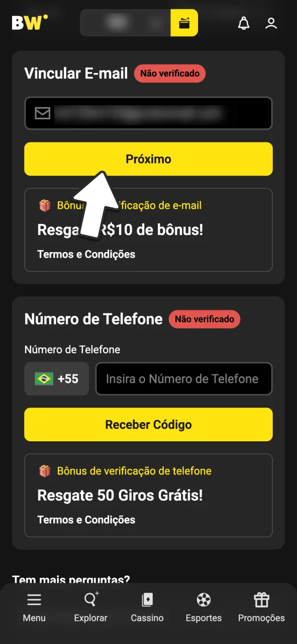 Confirme seu e-mail para validar sua conta no BoraWin.
