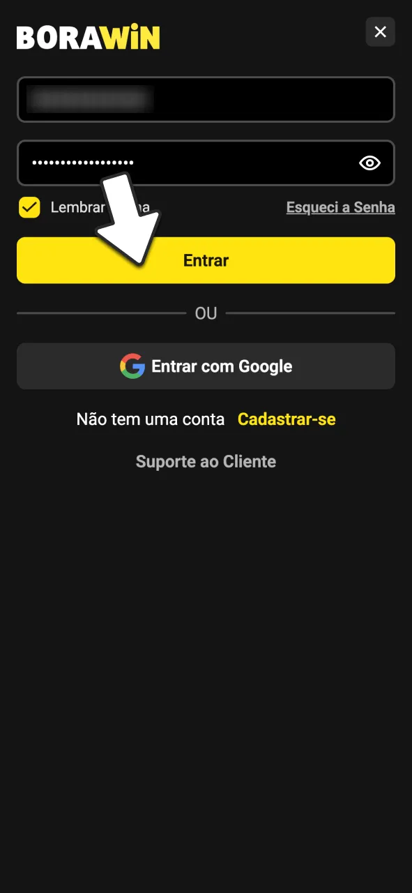 Faça login com suas credenciais seguras na BoraWin.
